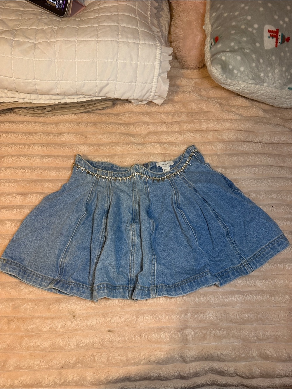 Forever 21 Light Blue Pleated Denim Skirt for Kids